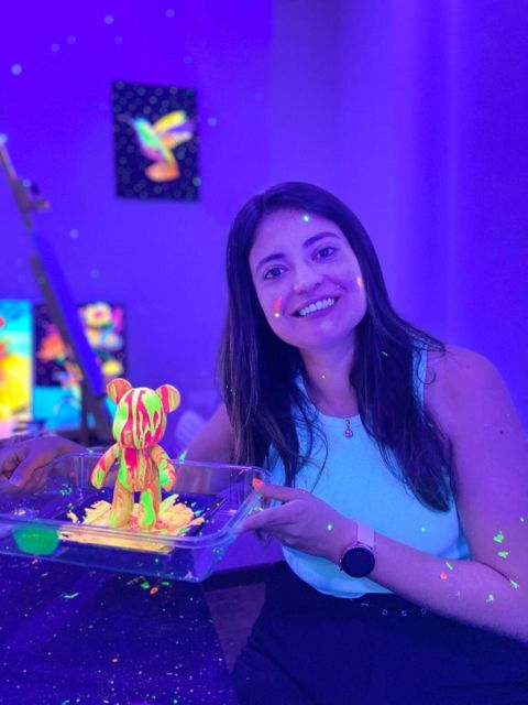 Barcelona: Bear-brick Fluorescent Painting | Wine and Art - Barcelona Turns Bearbrick Painting Into a 75-Minute Plan