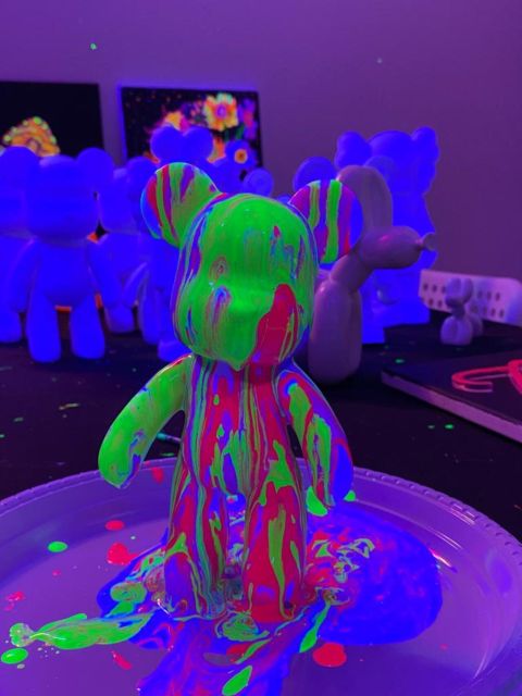 Barcelona: Bear-brick Fluorescent Painting | Wine and Art - The Vibe: Music, Social Energy, and a Creative Break From Sightseeing
