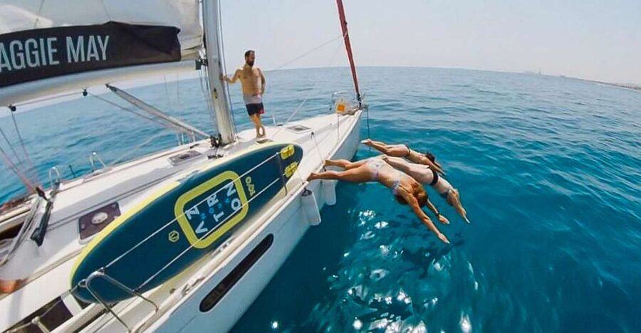 Barcelona: Coastline Boat Trip with Snacks and Cava - The Swim Stop: Clear Water, Real Time in the Sea