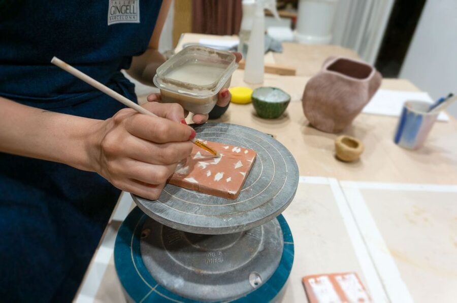 Barcelona: Handmade Ceramic Tiles Workshop - Taller Gingell in Poble Sec, a street-front studio for real making