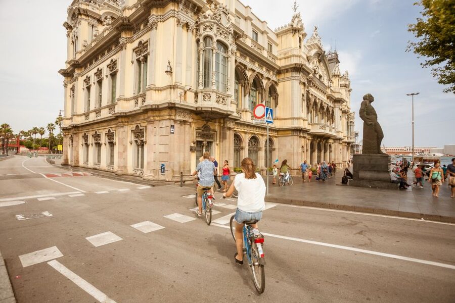 Barcelona Montjuic Three-Hour Bike Tour - Raval and the Columbus Monument: architecture meets big ideas