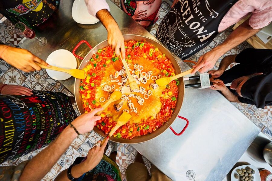 Barcelona: Paella Cooking Class with Market Visit and More - The paella masterclass, from sofrito to socarrat you help make