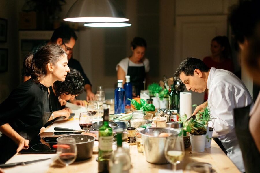 Barcelona: Paella Cooking Workshop and Market Tour - Tapas tasting and wine pairing, learning the menu by eating
