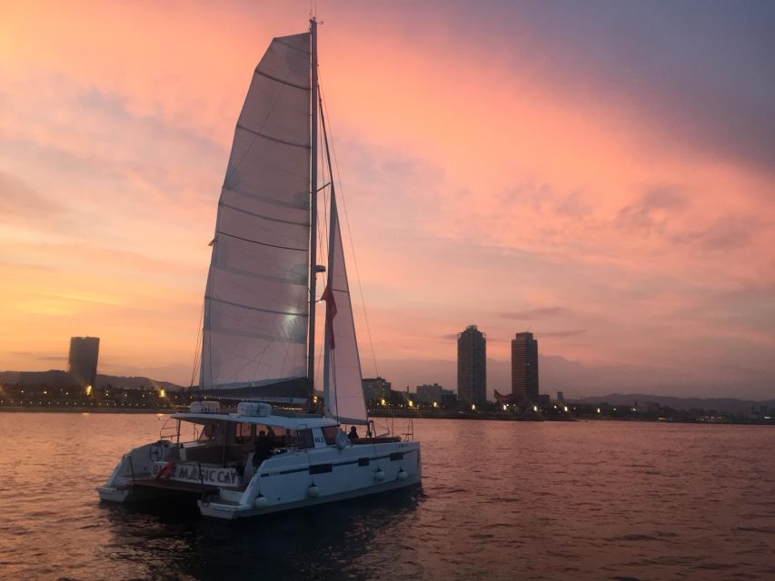 Barcelona: Sunset Sailing Tour with Open Bar & Snacks - From safety briefing to first drinks: the first 20 minutes set the tone