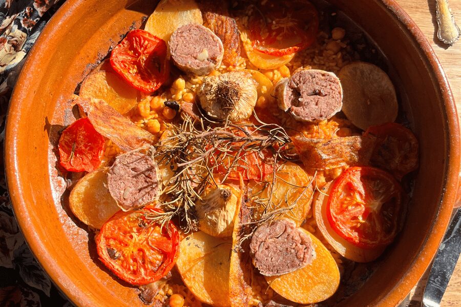 Barcelona: Vegan Paella and traditional rice dishes - Fideuà with konjak squid style bites, pasta instead of rice