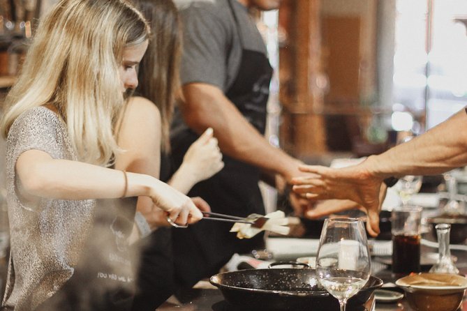Paella Cooking Class with Professional Chef: Four Course Dinner - Your station, your pair, and the step-by-step paella foundations